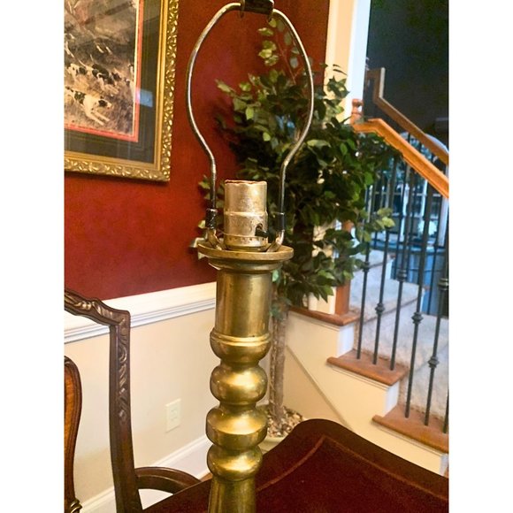 Vintage Solid Brass Table Lamp MCM 26.5 in Tall No Shade Beautiful Patina - Picture 2 of 8